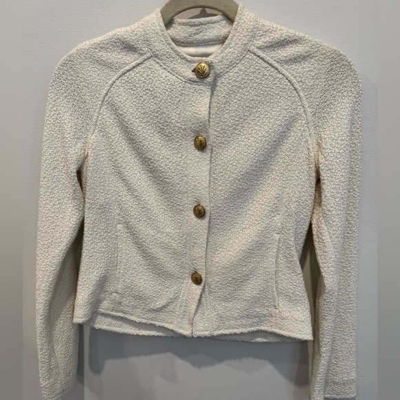 Rag & Bone Marisa tweed jacket in cream with matte gold buttons size 00 - Picture 5 of 8